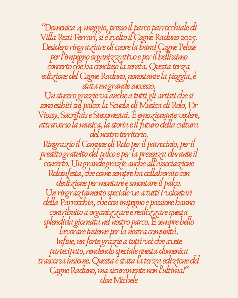 Ringraziamento Don Michele
